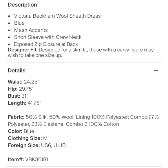 Victoria Beckham dress - size 8/M - Picture 10 of 11